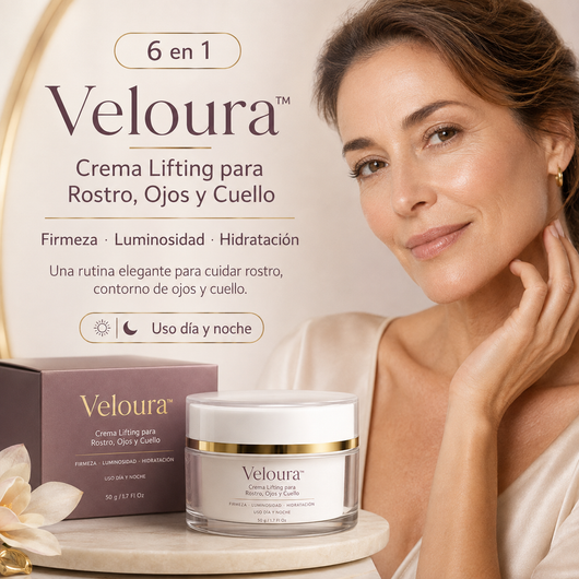 Veloura™ – Crema Lifting para Rostro, Ojos y Cuello