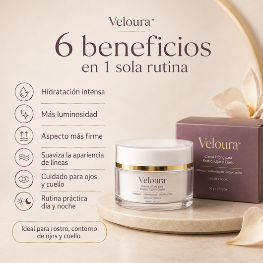 Veloura™ – Crema Lifting para Rostro, Ojos y Cuello