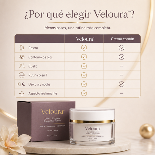 Veloura™ – Crema Lifting para Rostro, Ojos y Cuello