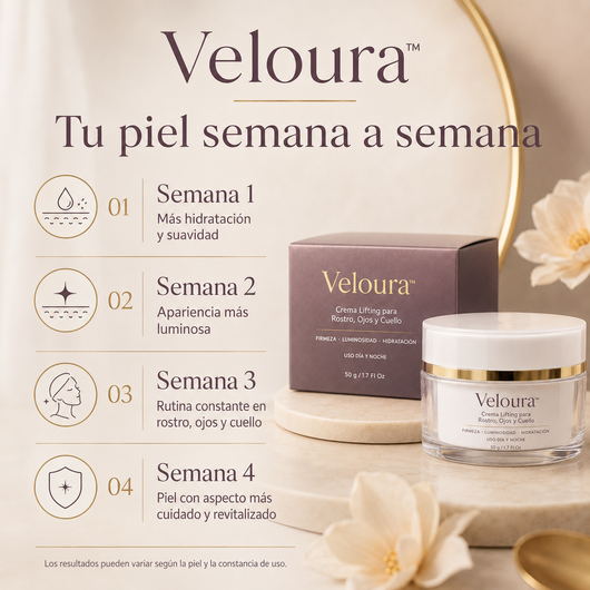 Veloura™ – Crema Lifting para Rostro, Ojos y Cuello